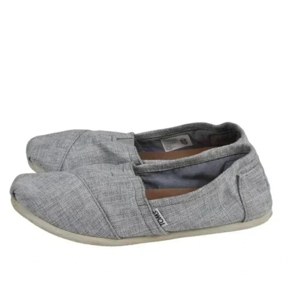 Toms Drizzle Grey Lurex Woven Alpargata Flat Shoe Size 8.5 - Picture 4 of 7